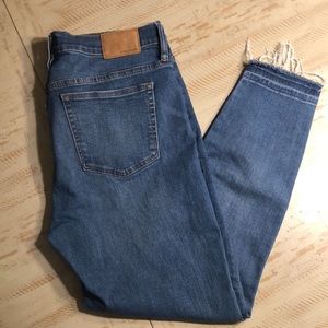 JCrew 8” toothpick blue jeans, size 32, let-down hem